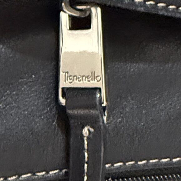 Tignanello Soft Black Leather Women's Hobo Shoulder Bag with SilverTone Hardware - Picture 7 of 8